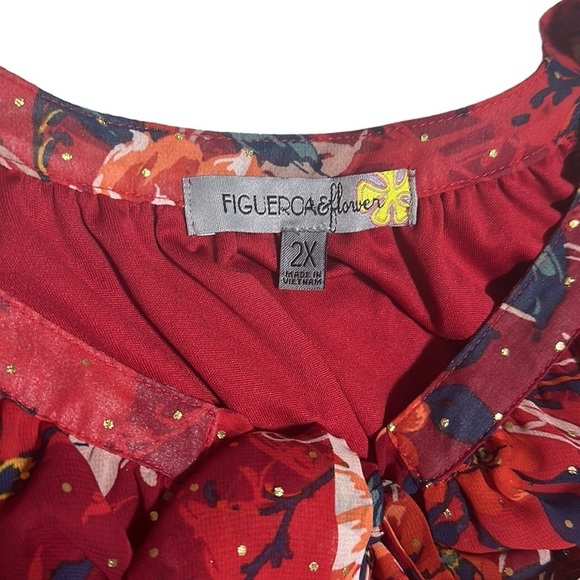 FIGUEROA & FLOWER Floral Print Red Midi Dress Size 2X NWT - Picture 12 of 16